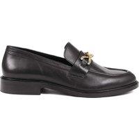 Leather Chain Detail Flat Loafers