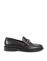 Leather Chain Detail Flat Loafers