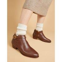 Jones Bootmaker Leather Block Heel Ankle Boots Tan