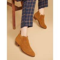 Suede Block Heel Round Toe Ankle Boots
