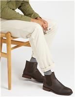 Jones Bootmaker Leather Pull On Chelsea Boots Black Nubuck