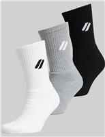 3 Pack Logo Embroidered Sports Socks