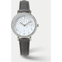 Grey Rhinestone Face Watch