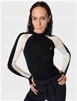 Pure Merino Wool Colour Block Crew Neck Top