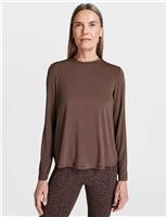 Sweaty Betty Modal Rich Crew Neck Drape Back Top Brown