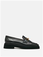 Joules Leather Bar Chunky Loafers Black