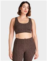 Sweaty Betty Soft Sculpt Animal Print Sports Bra Brown Mix