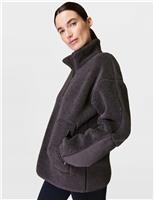 Sweaty Betty Plush Funnel Neck Half Zip Fleece Jacket Dark Grey