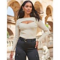 Metallic Cut Out Fitted Knitted Top