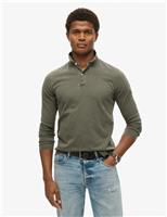 Slim Fit Pure Cotton Long Sleeve Polo Shirt