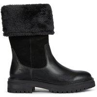 Leather Faux Fur Chunky Winter Boots