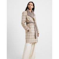 Checked Longline Trench Coat with Wool