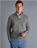 Charles Tyrwhitt Pure Cashmere Half Zip Jumper Grey