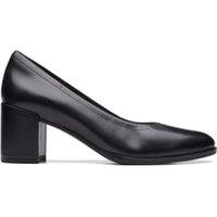 Leather Block Heel Court Shoes