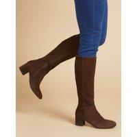 Suede Block Heel Knee High Boots