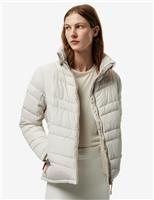 Hunter Hooded Packaway Puffer Coat White