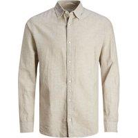 JACK & JONES Cotton Linen Blend Oxford Shirt Beige