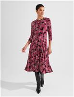 HOBBS Jersey Floral Midi Swing Dress Black Mix