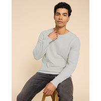 Pure Cotton Textured Crew Neck Jumper