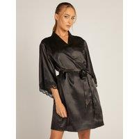 Amelia Satin Lace Trim Short Robe