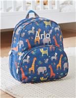 Personalised Navy Safari Medium Backpack
