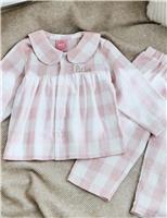 Personalised Traditional Pink Checkered Pyjama Set (0-6 Yrs)