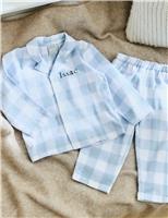 Personalised Traditional Blue Checkered Pyjama Set (0-6 Yrs)