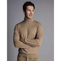 Charles Tyrwhitt Pure Merino Wool Roll Neck Jumper Stone