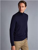Charles Tyrwhitt Pure Merino Wool Roll Neck Jumper Navy