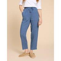 Linen Rich Striped Relaxed Trousers
