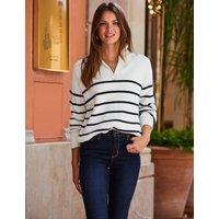 SOSANDAR Cotton Rich Striped Collared Jumper Ivory Mix