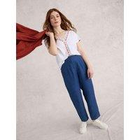 White Stuff Pure Linen Trousers Dark Blue