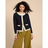 Pure Cotton Contrast Trim Cardigan