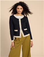 Pure Cotton Contrast Trim Cardigan