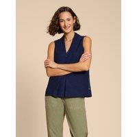 Linen Blend V-neck Sleeveless Shirt