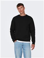 ONLY & SONS Cotton Rich Crew Neck Sweatshirt Grey