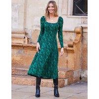 Jersey Animal Print Square Neck Midi Dress