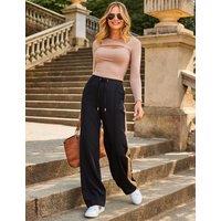 SOSANDAR Side Stripe Wide Leg Trousers Black Mix