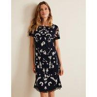 Embroidered Lace Knee Length Shift Dress