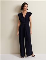 Belted Sleeveless Wide Leg Jumpsuit
