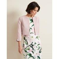 Cotton Rich Collarless Bow Short Jacket