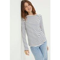 FatFace Cotton Rich Striped T-Shirt Ivory Mix