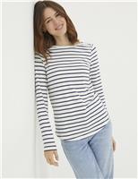 FatFace Cotton Rich Striped T-Shirt Ivory Mix