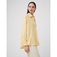 Cotton Blend Striped Relaxed Popover Blouse