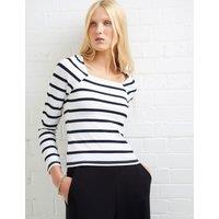 Cotton Rich Striped Square Neck Top