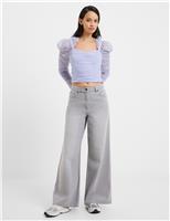 French Connection Relaxed Pure Cotton Mid Rise Wide Leg Jeans Grey