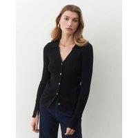 Ribbed Collared Button Front Cardigan