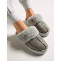 Faux Fur Platform Mule Slippers