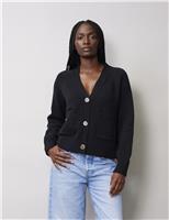 Albaray Pure Cotton Button Front Cardigan Black