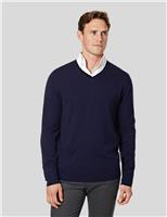 Charles Tyrwhitt Pure Wool V-Neck Jumper Navy